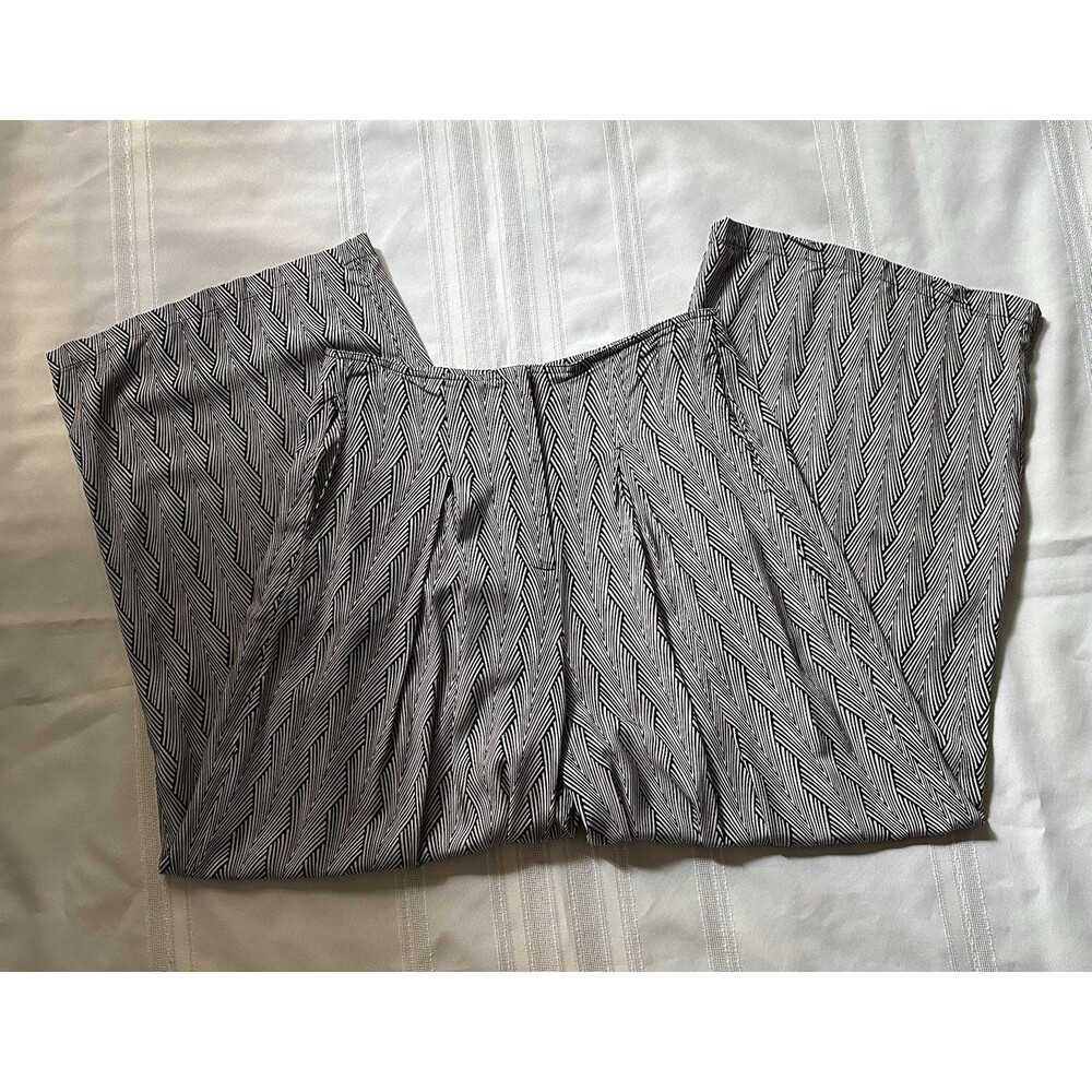 Valija wide-leg trousers, size 6, cream/black, viscose, geometric print.